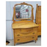 Vintage Blonde Dresser with Mirror - 44'w
