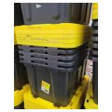 5- 27 Gallon Used Stackable Storage Totes