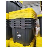 5- 27 Gallon Used Stackable Storage Totes