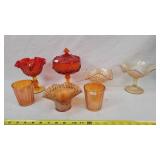 7- Red Glass Pieces  - Fenton & Carnival