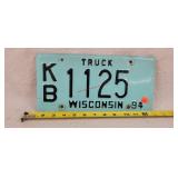 1994 Wisconsin Truck License Plate - Aluminum