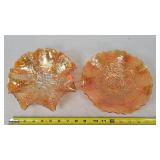2- Carnival Glass Ruffled Edge Bowls 8'