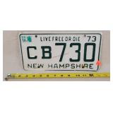 1973 New Hampshire License Plate - Aluminum