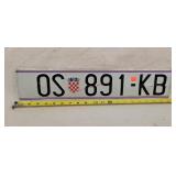 Vintage Croatian License Plate - Aluminum