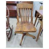 Vintage Oak Rolling Office Chair