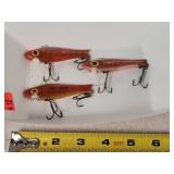 3- Vintage 3" Bingo Lures  - Cracked