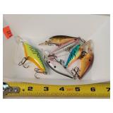 6 Fishing Lures 3" to 4"