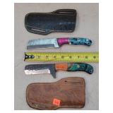2- 9" Damascus Steel Fixed Blade Knives