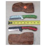 2- 9" Damascus Steel Fixed Blade Knives