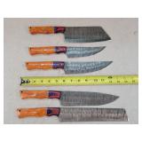 5- 12-14" Damascus Steel Fixed Blade Knives