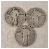 3- Standing Liberty Quarters