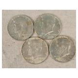 4- 1964 Silver Kennedy Half Dollars