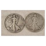 2- Walking Liberty Half Dollars