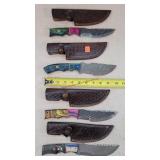 4- 10" Damascus Steel Fixed Blade Knives