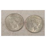 2- 1922 Silver Peace Dollars