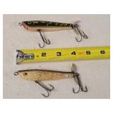2- Vintage Shakespeare Special Wood Lures 4"