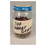 Jar of 700 Wheat Cents