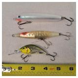 3 Fishing Lures 3" - 5"