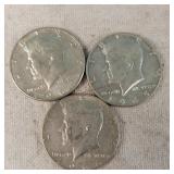 3- 1965 / 1966 Kennedy Half Dollars