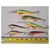 6 Fishing Lures 4" - 6.5"