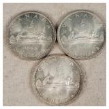 3- 1965 Canadian Silver Dollars
