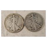 2- Walking Liberty Half Dollars