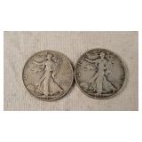 2- Walking Liberty Half Dollars