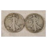 2- Walking Liberty Half Dollars
