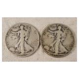 2- Walking Liberty Half Dollars