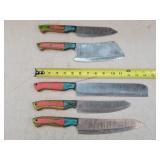 5- 12-14" Damascus Steel Fixed Blade Knives