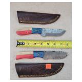 2- 8" Damascus Steel Fixed Blade Knives