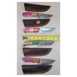 4- 8" Damascus Steel Fixed Blade Knives