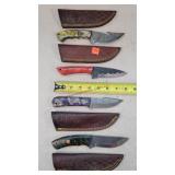 4- 8" Damascus Steel Fixed Blade Knives