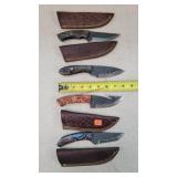 4- 8" Damascus Steel Fixed Blade Knives