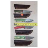 4- 8" Damascus Steel Fixed Blade Knives