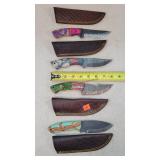 4- 8" Damascus Steel Fixed Blade Knives