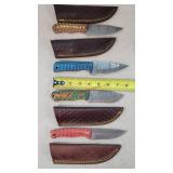 4- 8" Damascus Steel Fixed Blade Knives