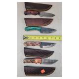 4- 8" Damascus Steel Fixed Blade Knives