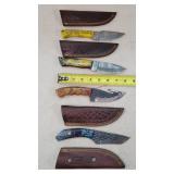 4- 8" Damascus Steel Fixed Blade Knives