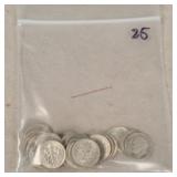 25- Silver Roosevelt Dimes