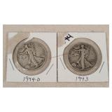 2- Walking Liberty Silver Half Dollars