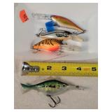 4 Fishing Lures 3" to 5"