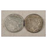 2- 1922-D Silver Peace Dollars