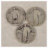 3- Standing Liberty Quarters