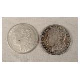 2- 1921 D Morgan Silver Dollars