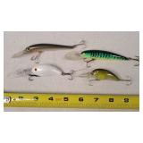 4 Fishing Lures 3" - 5"