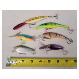 6 Fishing Lures 3" - 5"