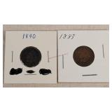 1883 & 1890 Indian Head Cents