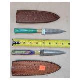 2- 8" Damascus Steel Dagger Knives
