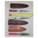 3- 8" to 9" Damascus Steel Dagger Knives